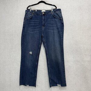 Lola Jeans Jeans Womens 36 Blue High Rise Straight Distressed Hem Denim Pants